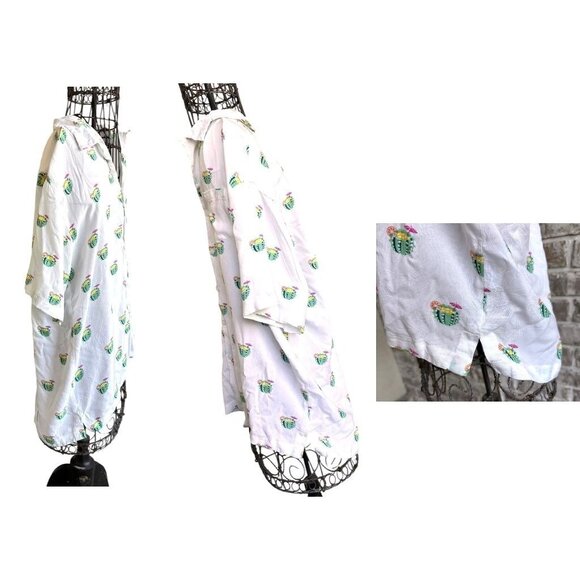 Rowdy Gentleman Cactus Cocktail Hawaiian Shirt XXL White Cruise Islands … - Picture 6 of 11